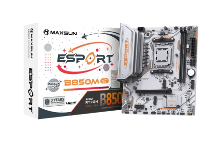 Материнская плата MAXSUN MS-eSport B850M WIFI ICE, AM5, B850, 2*DDR5, 2*SATA 3.0, 2*M.2, USB 3.2, USB 2.0, Type-C, 1*PCIE 16, 1*PCIE 1, HDMI+DP, mATX