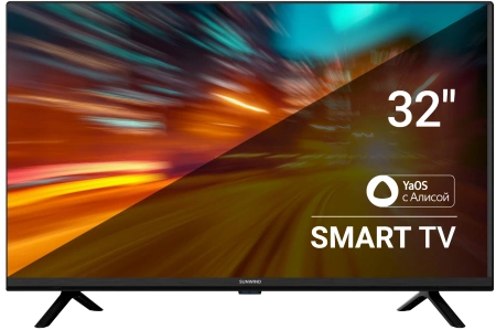 Телевизор LED SunWind 32" SUN-LED32XS300 Яндекс.ТВ черный HD 60Hz DVB-T DVB-T2 DVB-C DVB-S DVB-S2 USB Smart TV