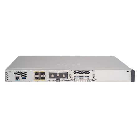 Маршрутизатор CISCO C8200L 1RU w/ 1 NIM slot and 4x 1 Gigabit Ethernet WAN ports, HSEC License key (enables upto 500Mbps IPsec traffic), 4GB DRAM, 8GB FLASH, fixed 100W AC power supply