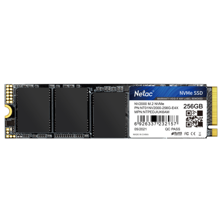 Ssd накопитель Netac SSD NV2000 256GB PCIe 3 x4 M.2 2280 NVMe 3D NAND, R/W up to 2500/1000MB/s, TBW 150TB, 5y wty