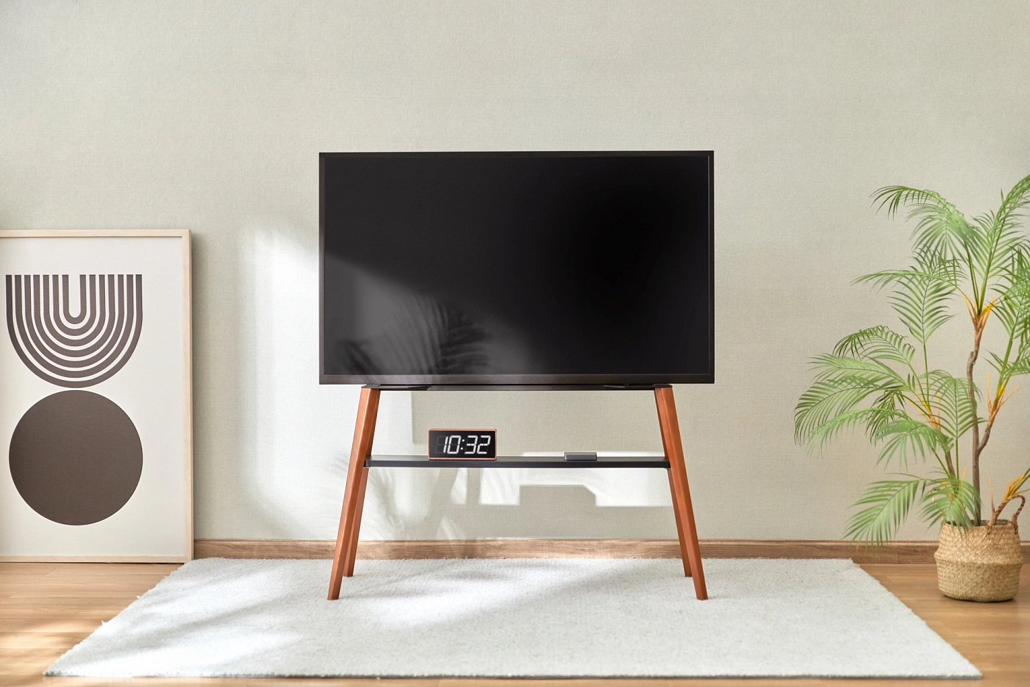 Подставка для телевизора Cactus CS-ST3647BKWN черный/орех 49"-75" макс.40кг напольный