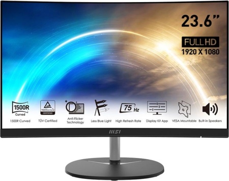 Монитор MSI 23.8" Pro MP241CA черный VA LED 1ms 16:9 HDMI M/M 250cd 178гр/178гр 1920x1080 75Hz VGA DP FHD 3.3кг