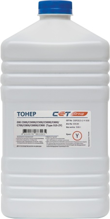 Тонер Cet Type 315-2 OSP0315-2-Y-500 желтый бутылка 500гр. для принтера OKI Pro9431 C300/C3000/C500/C5000/C600/C700/C800/C8000/C900