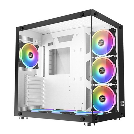 Aquarius Plus White EN43675 ATX, USB3.0x2+USB2.0x1, Front &Left TG, 7PCS CY120 Fan, EN43675 Frontx3+Bottomx3+Rearx1