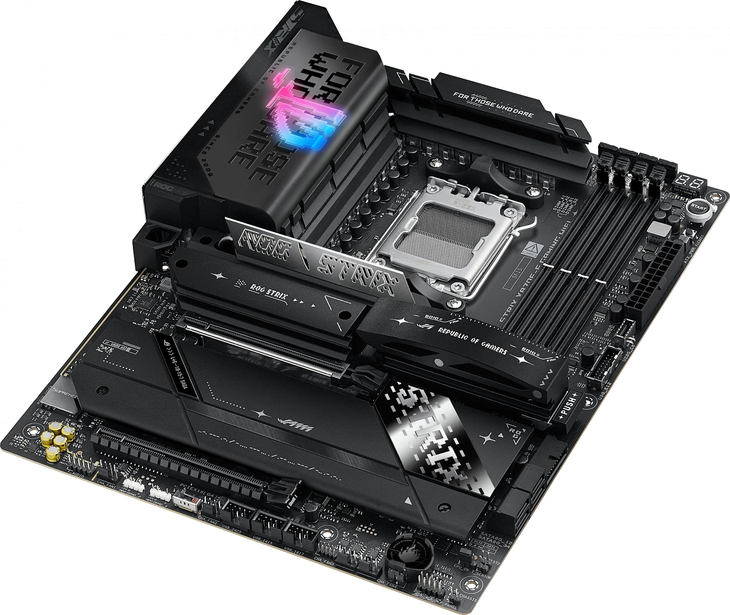 Материнская плата ASUS ROG STRIX X870E-E GAMING WIFI, AM5, X870, 4*DDR5, 4*SATA, 5*M.2, 9*USB 3.2, 2*USB4, 2*Type-C, 2*PCIx16, HDMI, ATX; 90MB1IB0-M0EAY0