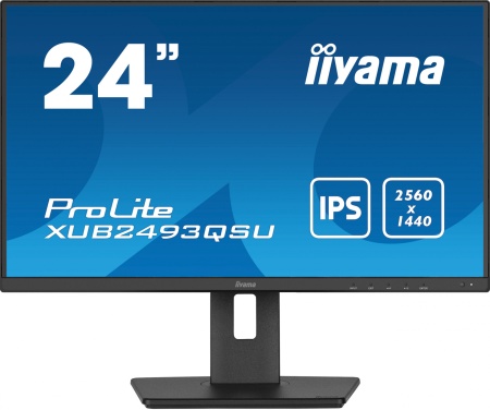 Монитор Iiyama 23.8" ProLite XUB2493QSU-B5 черный IPS LED 16:9 HDMI M/M матовая HAS Piv 300cd 178гр/178гр 2560x1440 60Hz DP 2K USB 5.8кг