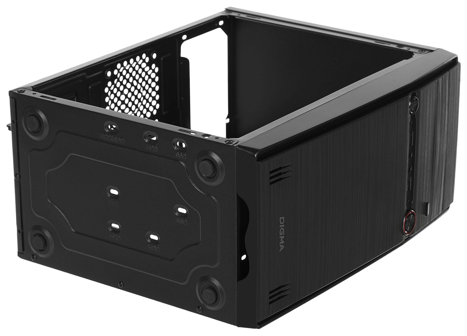 Корпус Digma DC-MATX102-U2 черный без БП mATX 1x80mm 2x120mm 2xUSB2.0 audio