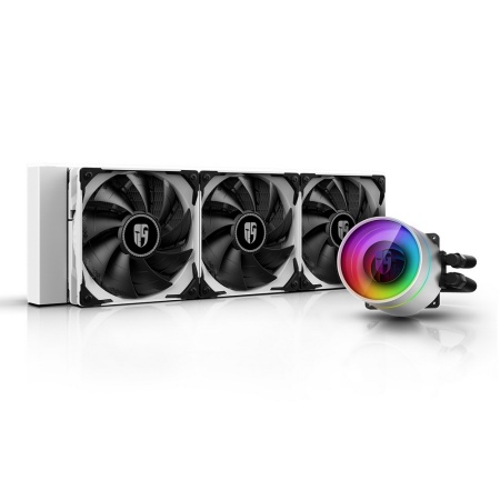 CASTLE 360EX WHITE {6} (726869) (Radiator L 402mm, Height Rad+Fan 52mm, Tube 465mm, Fan 120mm*3, Fan 500~1800RPM ±10%, < 32.1 dB(A), Fan 4-pin PWM, Pump 3-pin, LED 5VDC, Socket AMD sTRX4/sTR4/AM4, Intel LGA 2066/2011-v3/2011/1700/1200/115x)