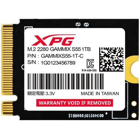 Твердотельный накопитель SSD ADATA M.2 2230 1TB XPG GAMMIX S55 PCIe Gen4x4 with NVMe 5000/3700, 3D ТLC NAND