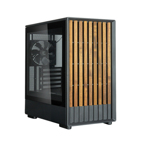 корпус ZALMAN P10 NAMU, MATX, BLACK, WINDOW, FRONT COVER WALNUT, 2x3.5", 3x2.5", 1xUSB TYPE-C, 1xUSB3.0, FRONT 2x120mm, REAR 1x120mm ARGB