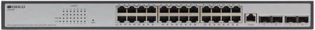 Коммутатор ORIGO Managed L3 Switch 24x1000Base-T PoE, 4x10GBase-X SFP+, PoE Budget 370W, RJ45 Console, 19" w/brackets