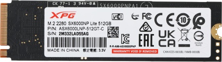 Накопитель SSD A-Data PCIe 3.0 x4 512GB ASX6000LNP-512GT-C XPG SX6000 Lite M.2 2280