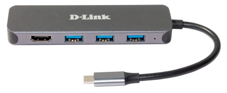 Разветвитель USB-C D-Link DUB-2333 5порт. серебристый (DUB-2333/A1A)