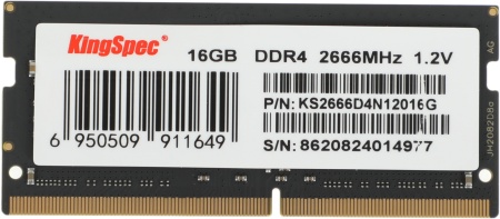 Память DDR4 16GB 2666MHz Kingspec KS2666D4N12016G RTL PC4-21300 SO-DIMM 260-pin 1.2В dual rank Ret