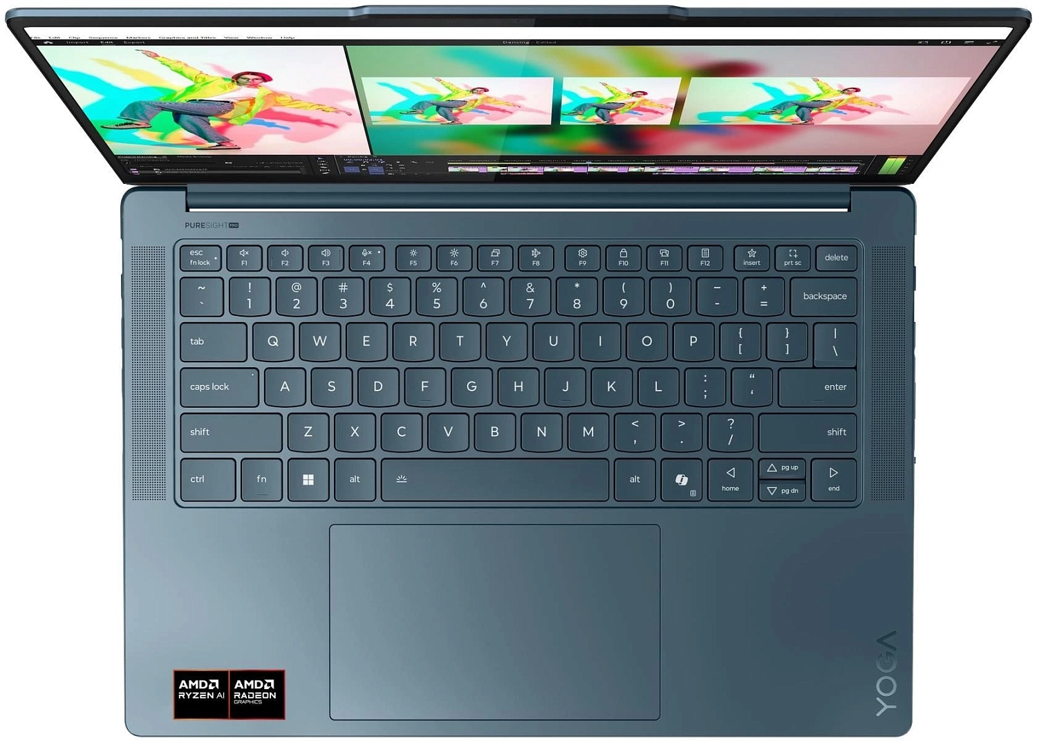 Ноутбук Lenovo Yoga Pro 7 14AKP10 Ryzen AI 7 350 32Gb SSD1Tb AMD Radeon 860M 14.5" OLED 3K (2944x1840) Windows 11 Home turquoise WiFi BT Cam (83KG0014RK)