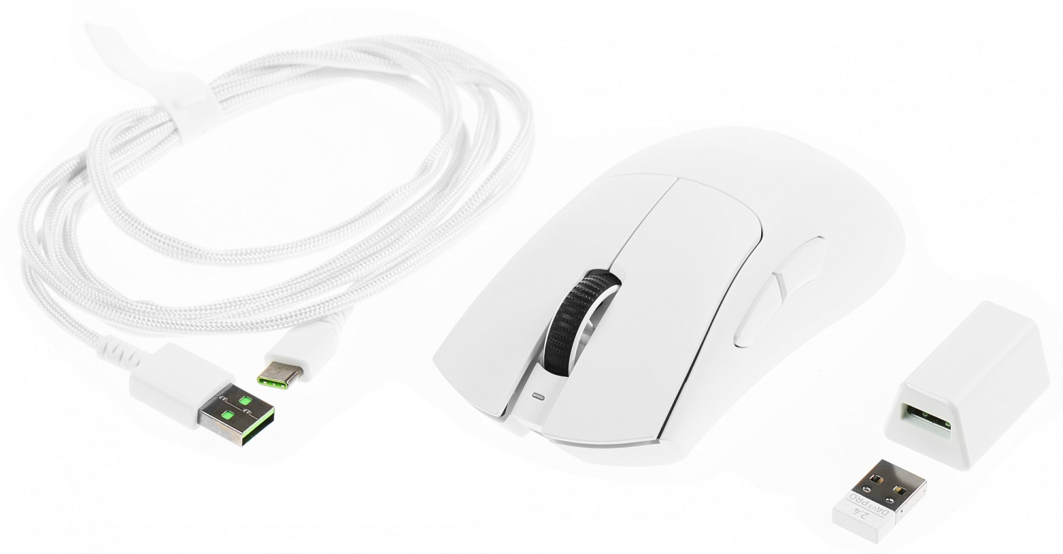Мышь Razer DeathAdder V3 Pro белый оптическая (30000dpi) беспроводная USB-C (5but) Мышь Razer DeathAdder V3 Pro белый оптическая (30000dpi) беспроводная USB-C (5but)