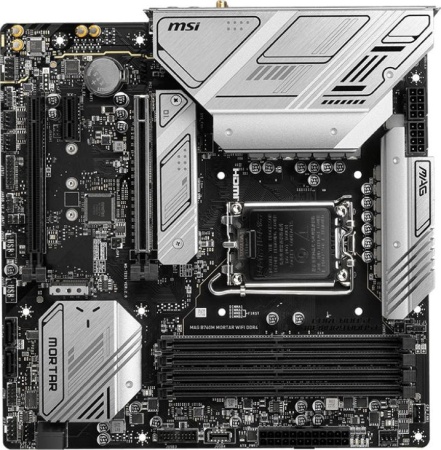 Материнская плата MSI MAG B760M MORTAR WIFI DDR4 Soc-1700 Intel B760 4xDDR4 mATX AC`97 8ch(7.1) 2.5Gg+HDMI+DP