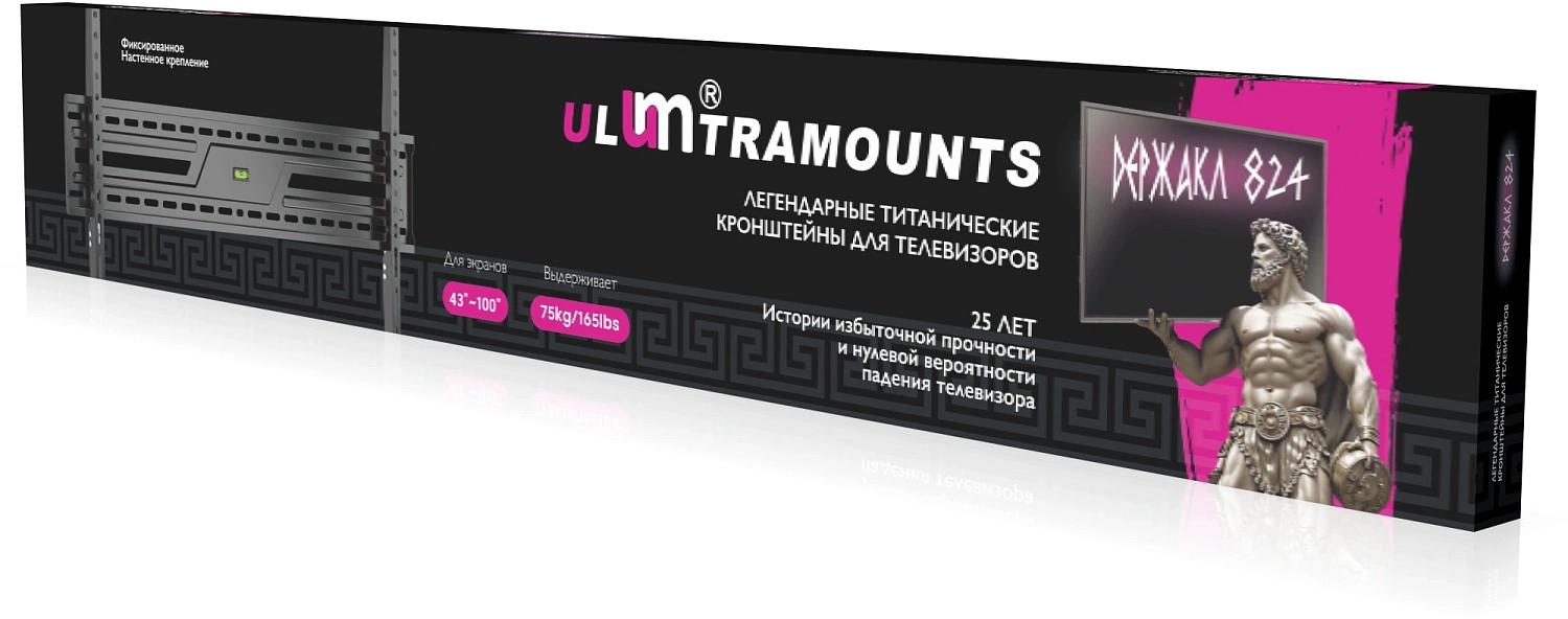 Кронштейн для телевизора Ultramounts UM824F черный 43"-100" макс.75кг настенный фиксированный