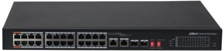 Коммутатор Dahua DH-PFS3226-24ET-240 24x100Mb 2G 2SFP 22PoE+ 240W неуправляемый