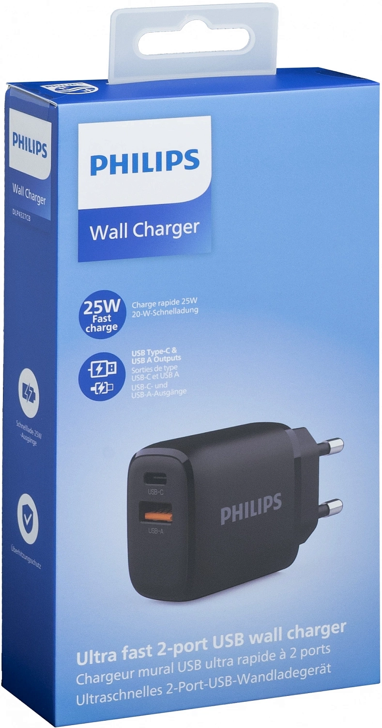 Сетевое зар./устр. Philips DLP4327 240W 1.5A (PD) USB/USB Type-C универсальное черный (DLP4327CB/70)