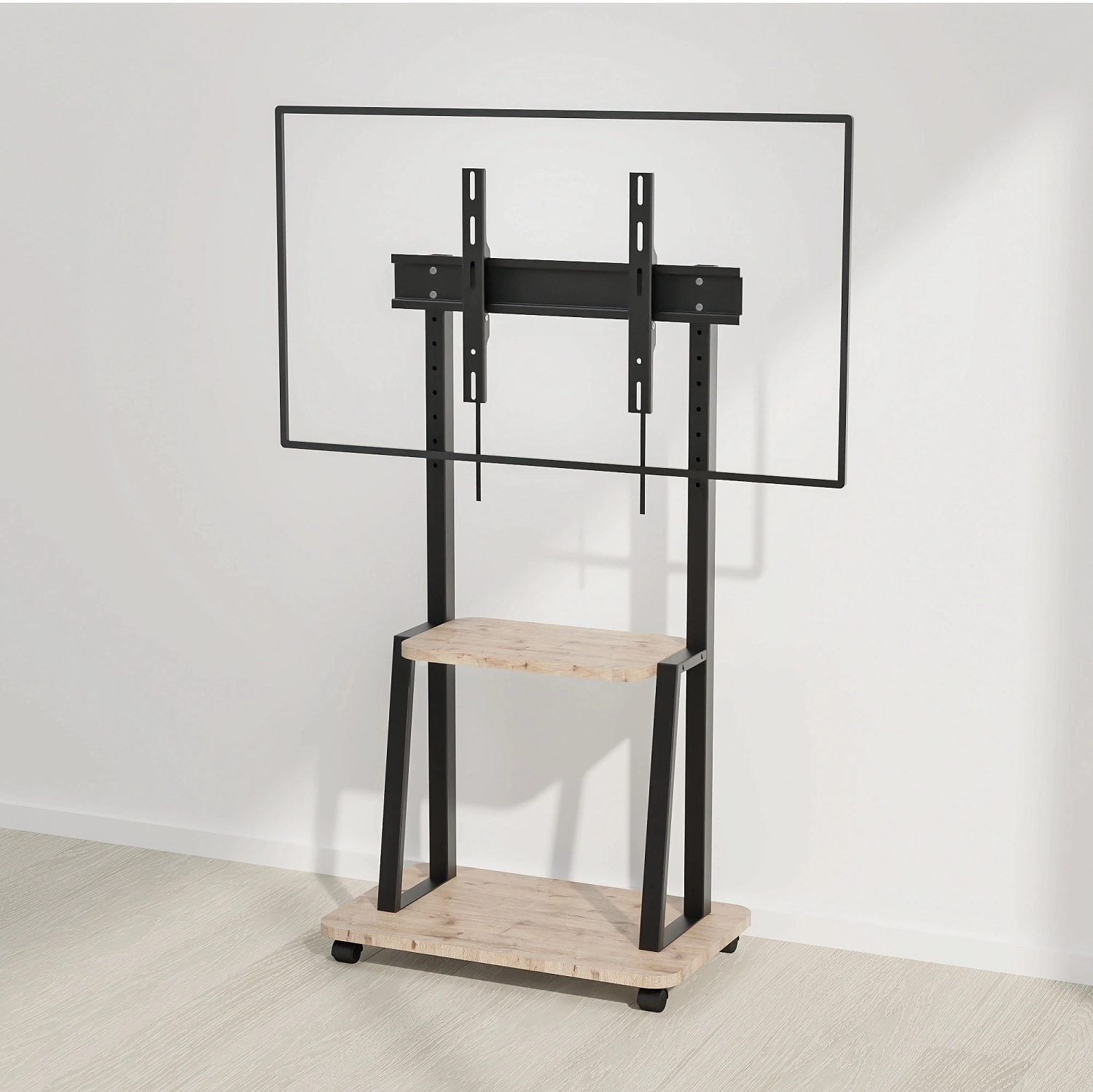 Стойка для телевизора Holder PR-108 черный/береза 32"-65" макс.80кг напольный мобильный