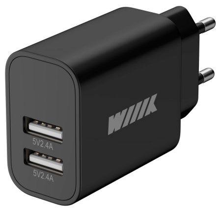 Сетевое зар./устр. Wiiix UNN-1-2-04-B 2.4A 2xUSB универсальное черный