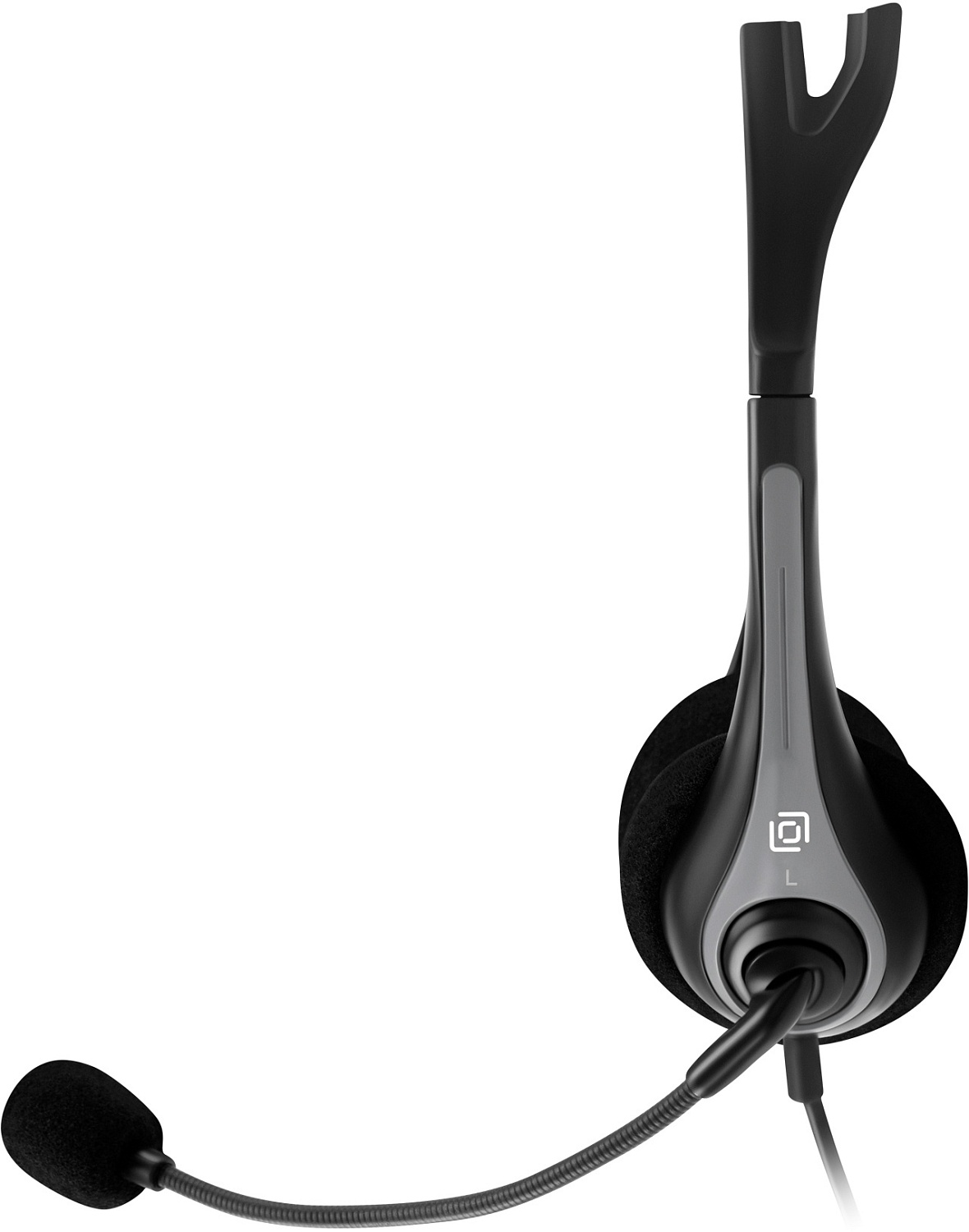 Наушники с микрофоном Оклик HS-M300 черный/серый 1.8м накладные оголовье (1876323)