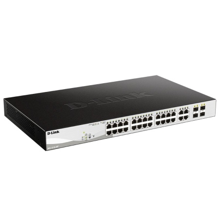 Bad Pack DGS-1210-28P/FL1A Управляемый L2 коммутатор с 24 портами 10/100/1000Base-T и 4 комбо-портами 100/1000Base-T/SFP (24 порта PoE 802.3af/at, РоЕ-бюджет 193 Вт) (450143)