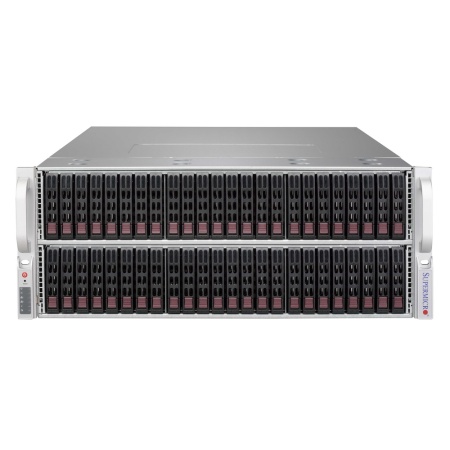 SuperMicro CSE-417BE1C-R1K23JBOD Extremely high-density 4U storage server chassis (saves 2U space), "Maximum drives per enclosure: 72x (48 front + 24 rear) 2.5" hot-swap HDD bays for server chassis, SAS3 (12Gbps) single expander backplane"