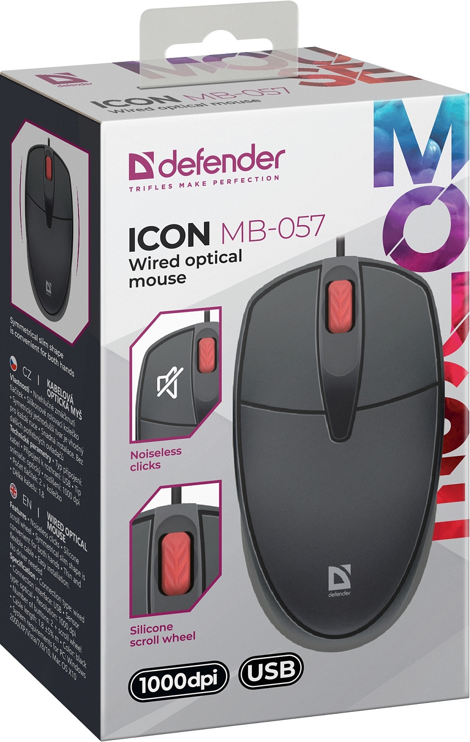 Мышь Defender Icon MB-057 черный оптическая 1000dpi silent USB 2but (52057) Мышь Defender Icon MB-057 черный оптическая 1000dpi silent USB 2but (52057)