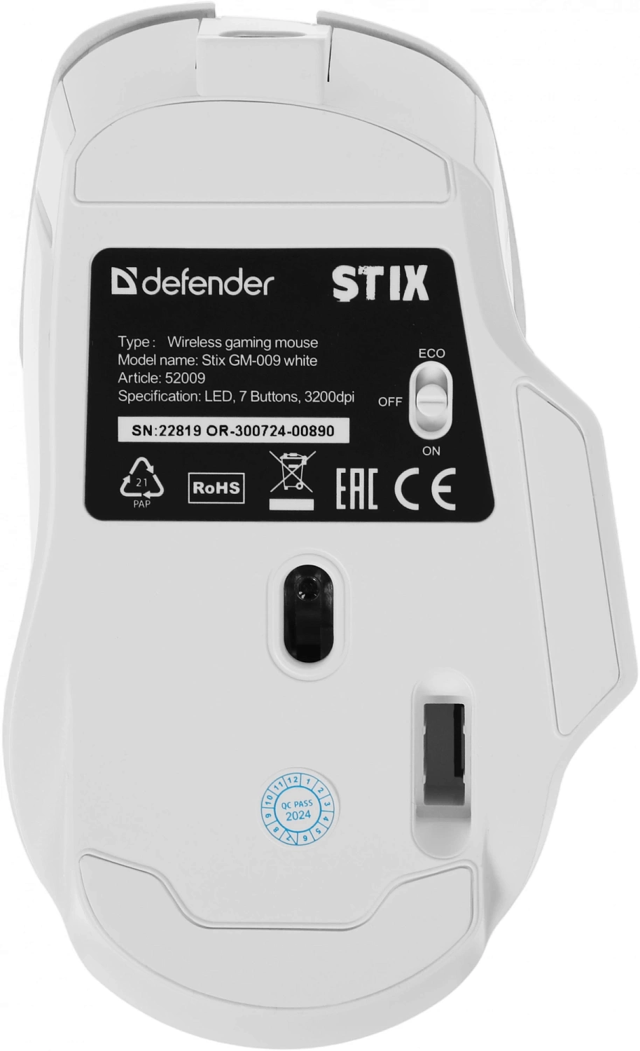 Мышь Defender Stix GM-009 белый оптическая 3200dpi беспров. USB-C 6but (52009) Мышь Defender Stix GM-009 белый оптическая 3200dpi беспров. USB-C 6but (52009)