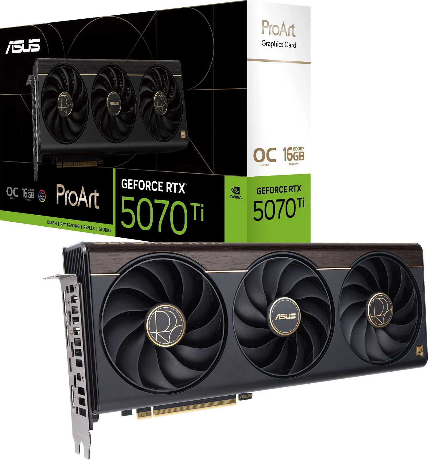 Видеокарта Asus PCI-E 5.0 PROART-RTX5070TI-O16G NVIDIA GeForce RTX 5070TI 16Gb 256bit GDDR7 2497/28000 HDMIx1 DPx3 HDCP Ret