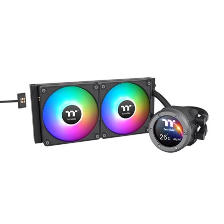 Жидкостная система охлаждения Thermaltake CL-W414-PL12SW-A All-In-One Liquid Cooler System/ARGB Fan 120*2/PWM 500-1500 rpm/Water Block 2.1 inch LCD