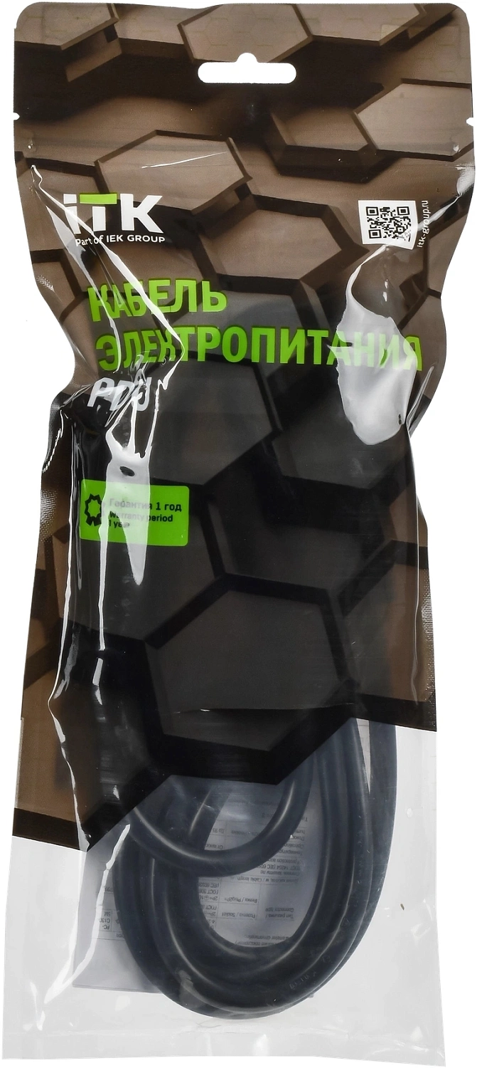 Шнур питания ITK PC-C19C20-2M С19-C20 проводник.:3x1.5мм2 2м 230В 10А (упак.:1шт) черный