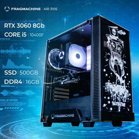 Компьютер FragMachine Air 3105 (i5-10400F, 16GB DDR4, SSD 500Gb, RTX 3060 8Gb, noOS)