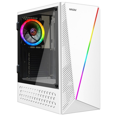 Корпус Ginzzu SL220 White FAN 12LED USB3.0 Window