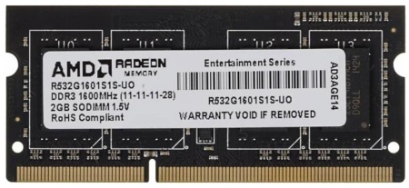 Память DDR3 2Gb 1600MHz AMD R532G1601S1S-U RTL PC3-12800 CL11 SO-DIMM 204-pin 1.5В Ret