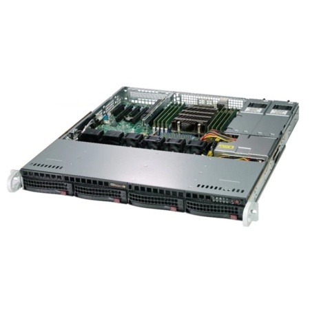 AS -1013S-MTR Серверная платформа Supermicro A+ Server 1U Single AMD EPYC/ no memory(8)/ on board RAID 0/1/5/10/ no HDD(4)LFF/ 2xGE/ 2x400W