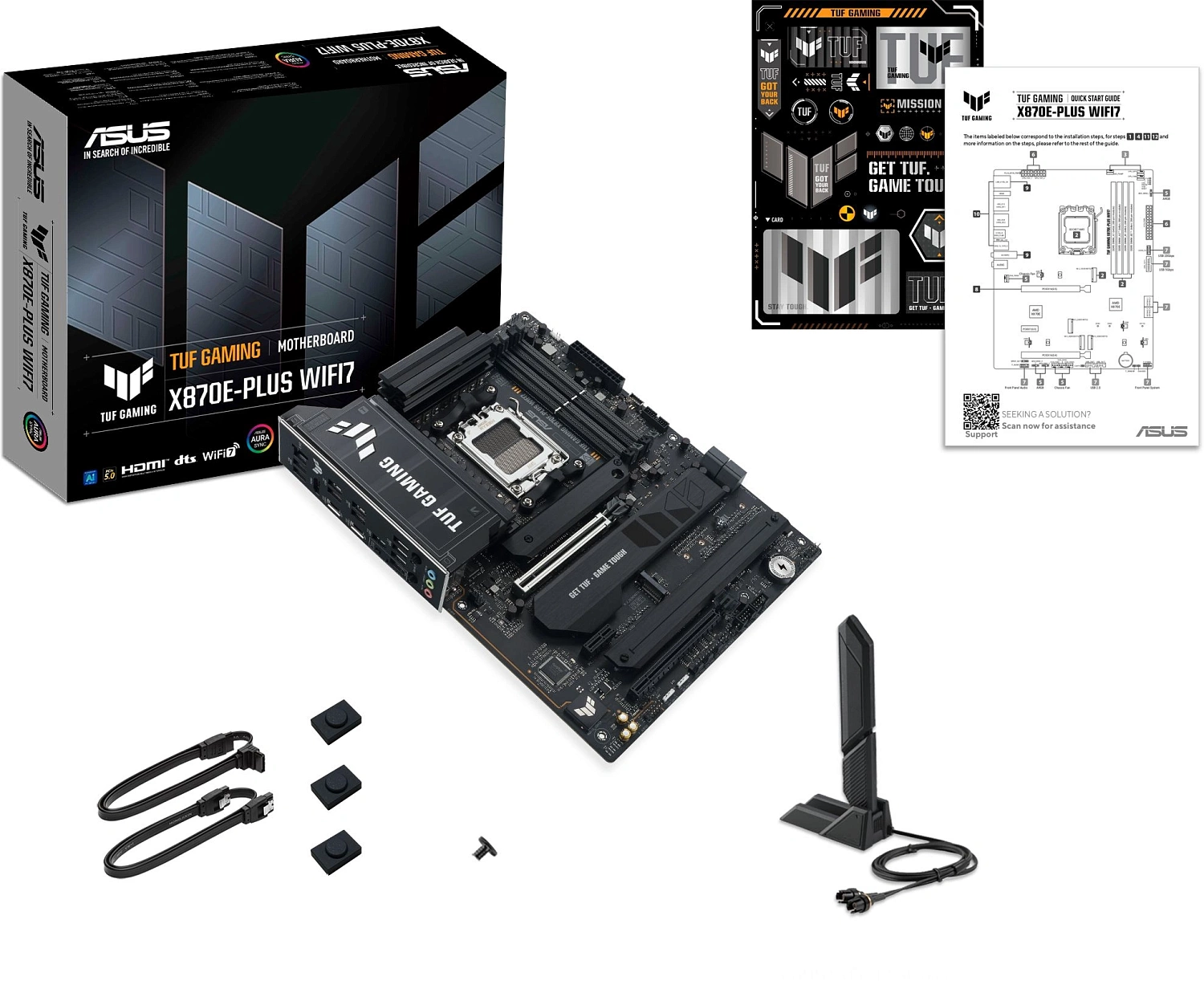 Материнская плата Asus TUF GAMING X870E-PLUS WIFI7 SocketAM5 AMD X870 4xDDR5 ATX AC`97 8ch(7.1) 2.5Gg RAID+HDMI