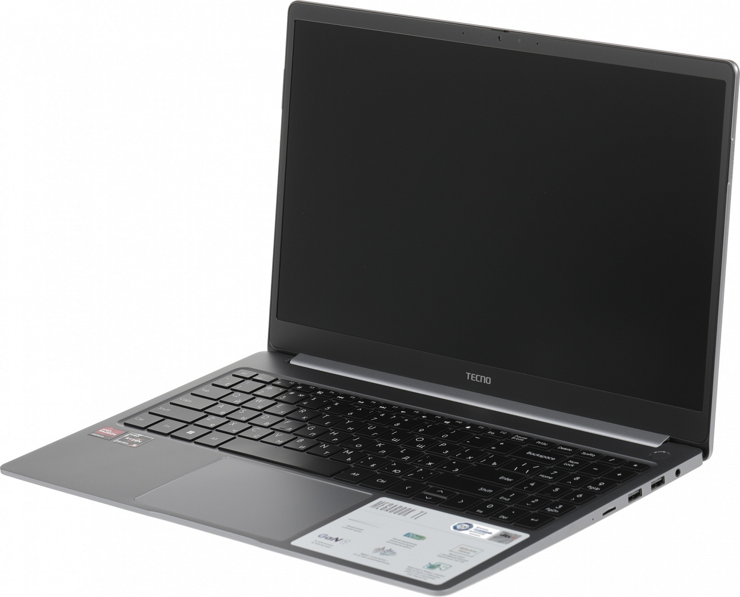 Ноутбук Tecno MegaBook T1 Ryzen 5 5560U 16Gb SSD512Gb AMD Radeon 15.6" IPS FHD (1920x1080) Windows 11 Home 64 grey WiFi BT Cam 6060mAh (71003300136)