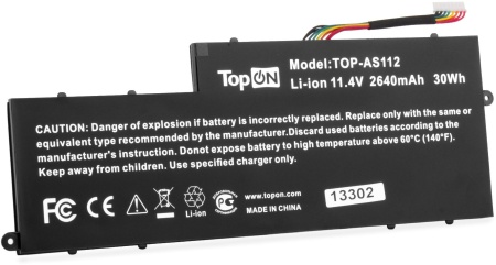 Батарея для ноутбука TopON TOP-AS112 11.4V 2640mAh литиево-ионная Acer Aspire V5-122P, V5-132, V5-132P, E3-112 (103184)