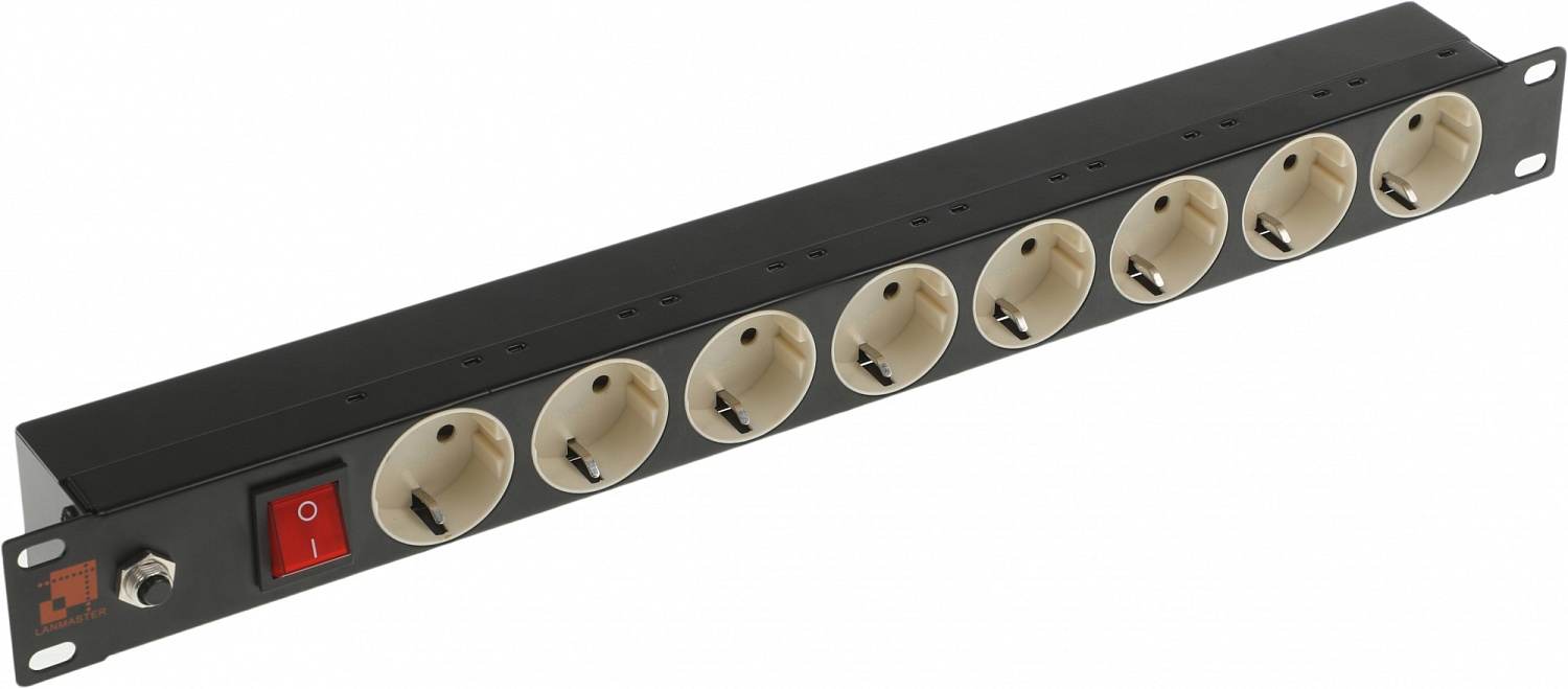 Блок розеток Блок розеток 8 шт. с заземлением, 19", без шнура питания