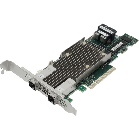 RAID-контроллер Broadcom 9480-8I8e SGL (05-50031-00 / 03-50031-15010) PCIe 3.1 x8 LP, SAS/SATA/NVMe, RAID 0,1,5,6,10,50,60, 16port(2 * int SFF8643 + 2 * ext SFF8644), 4GB Cache, 3516ROC RTL