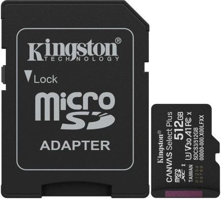 Флеш карта microSDXC 512GB Kingston SDCS3/512GB Canvas Select Plus + adapter