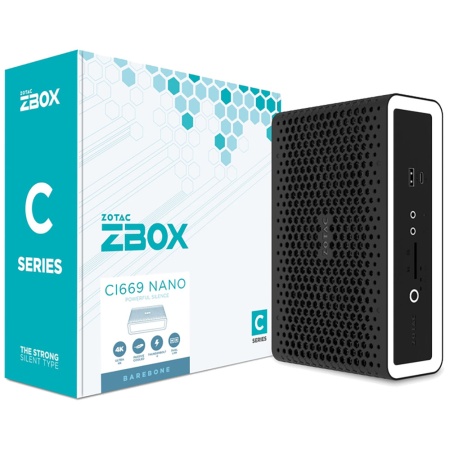 ZOTAC ZBOX NANO, SFF, FANLESS, i7-1355U, 2 DDR5 SODIMM, M.2 SSD, 2.5" SATAIII BAY, 2 GLAN, WIFI, BT, USBDRV, DP/HDMI, EU+UK PLUG