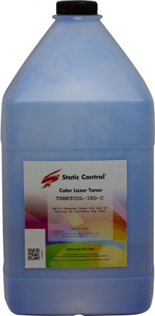 Тонер Static Control TRMPTCOL-1KG-C голубой флакон 1000гр. для принтера HP CLJCP1515/ Canon MF8330