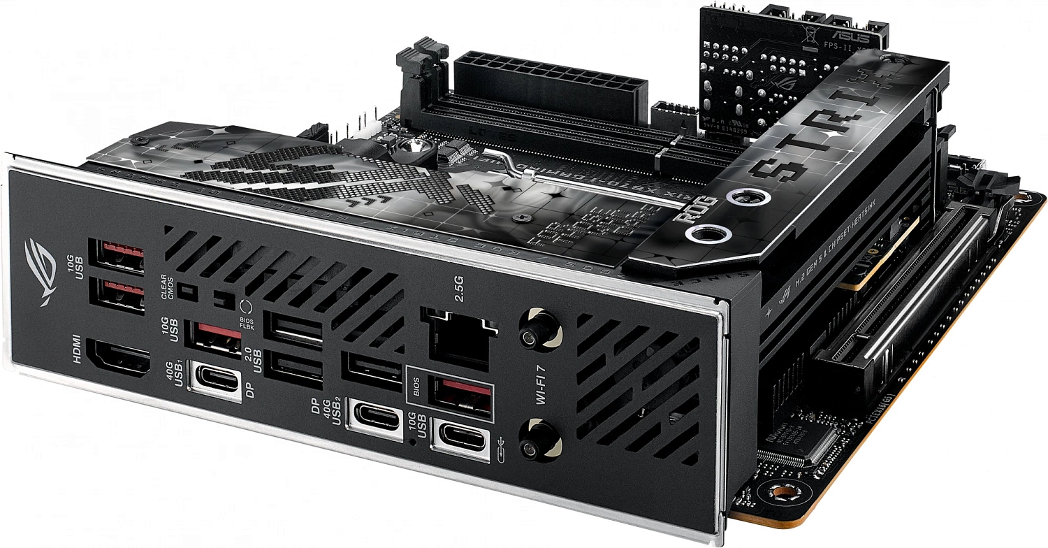 Материнская плата ASUS ROG STRIX X870-I GAMING WIFI, AM5, X870, 2*DDR5, 2*SATA, 2*M.2, 4*USB 3.2, 3*USB 2.0, 2*USB4, Type-C, 2*PCIx16, HDMI, mIATX; 90MB1IW0-M0EAY0