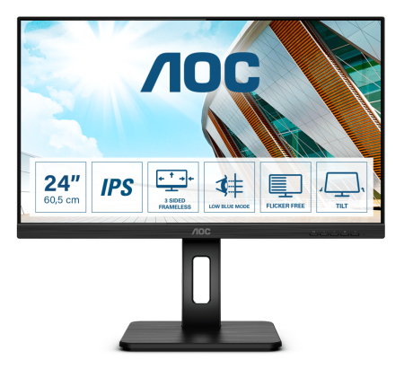 Монитор AOC 23.8" 24P2Q черный IPS LED 16:9 DVI HDMI M/M матовая HAS Piv 250cd 178гр/178гр 1920x1080 75Hz VGA DP FHD USB 4.68кг