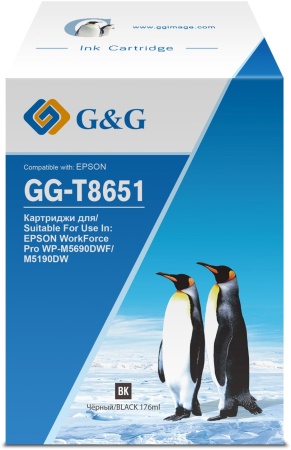 Картридж струйный G&G GG-T8651 черный (176мл) для Epson WorkForce Pro WF-M5690DWF/M5190DW