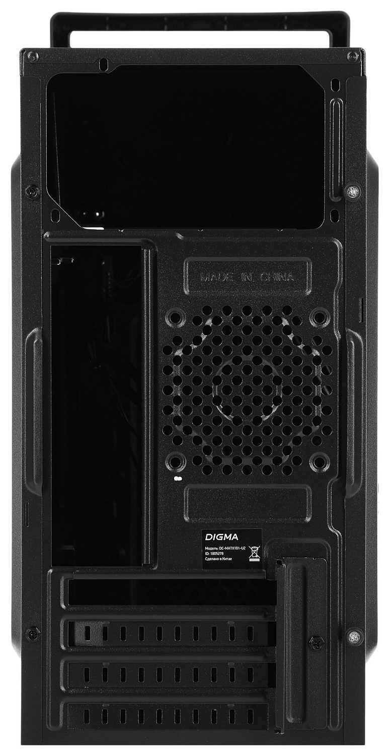 Корпус Digma DC-MATX101-U2 черный без БП mATX 1x80mm 2x120mm 2xUSB2.0 audio